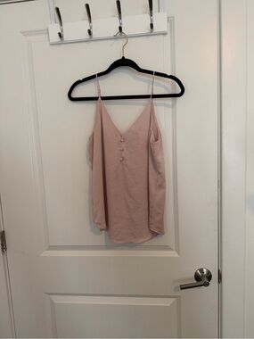 Express Blush Pink Button-Front V-Neck Cami Tank